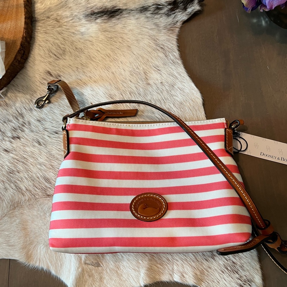 Dooney and Bourke small pink stripe bag for sale!